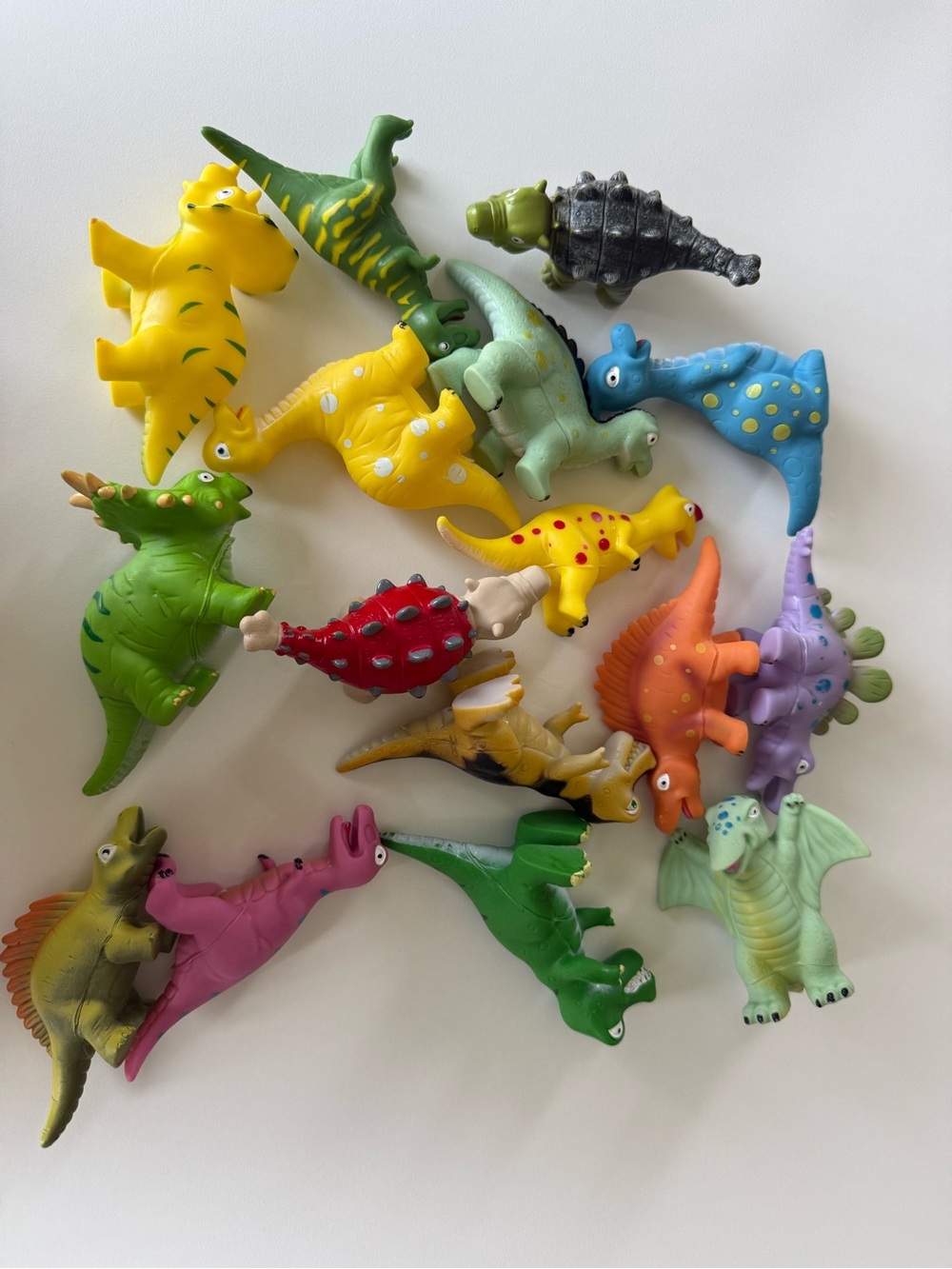 Lot of 15 Colorful Dinosaur Figures Soft Rubber Kids Toy Dinosaurs